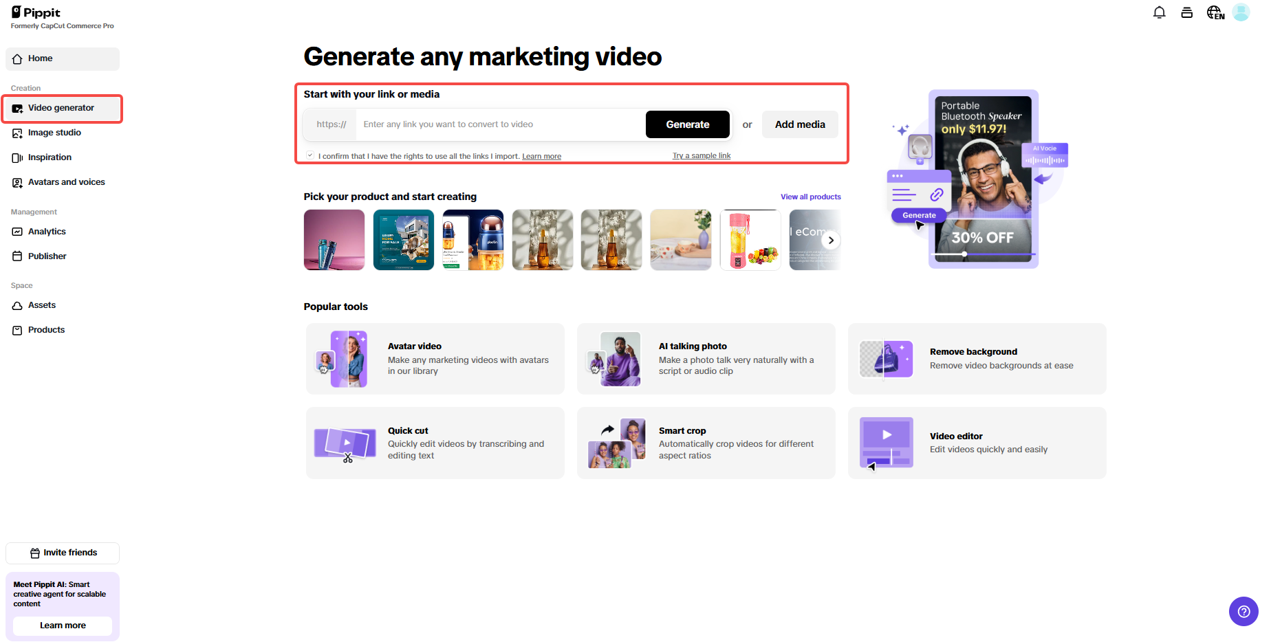 Insert the product link or add media