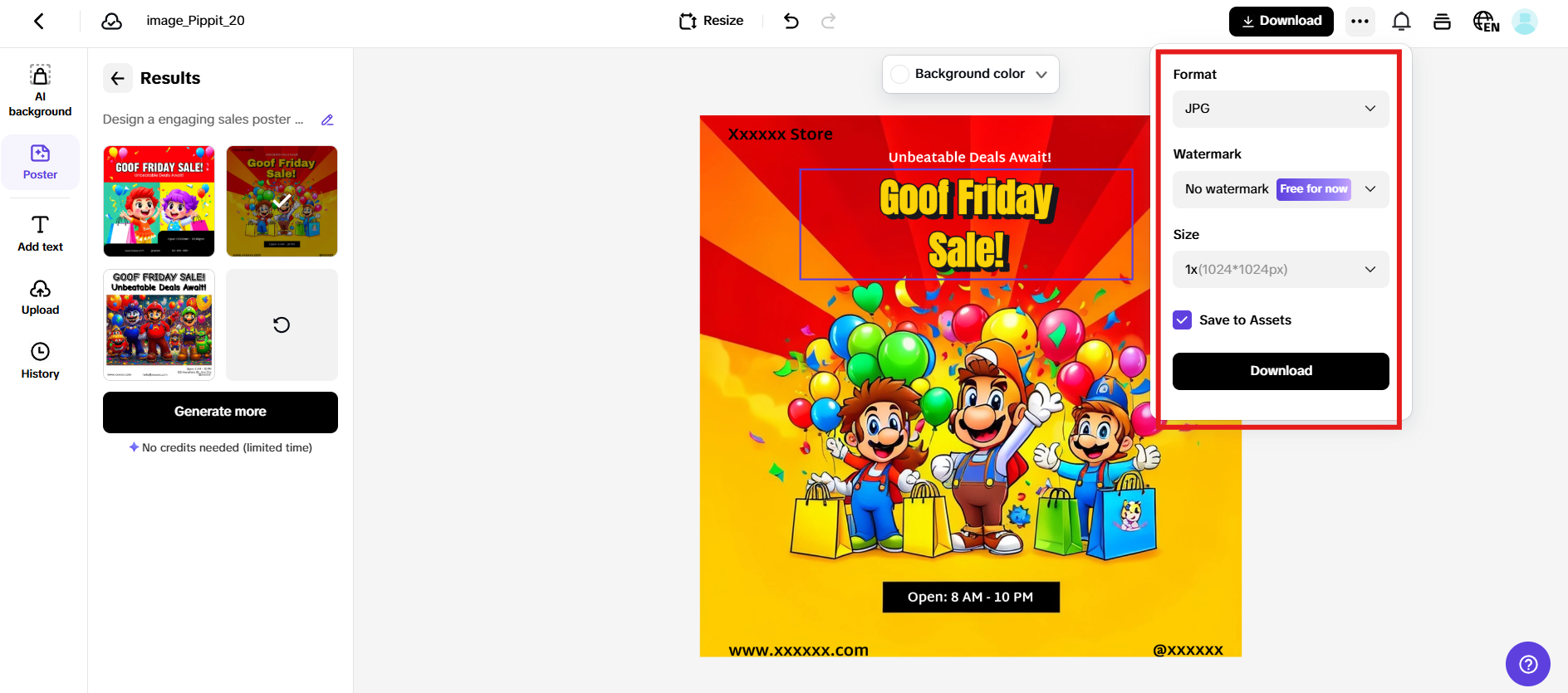 Export and share poster