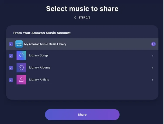 Teilen von Lieblingssongs von Amazon Music Wrapped über einen PC