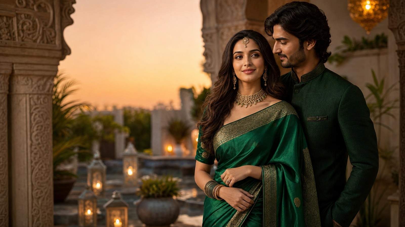 Couple Saree Prompts example created for Dreamina