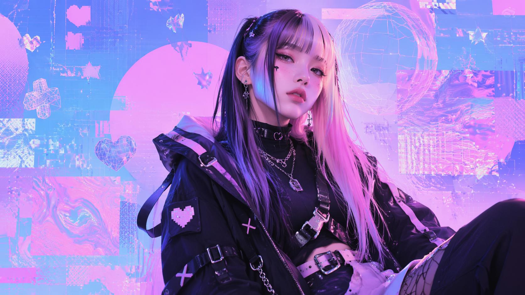 Dreamina egirl filter prompt example 6: Cyber Pastel Egirl Poster