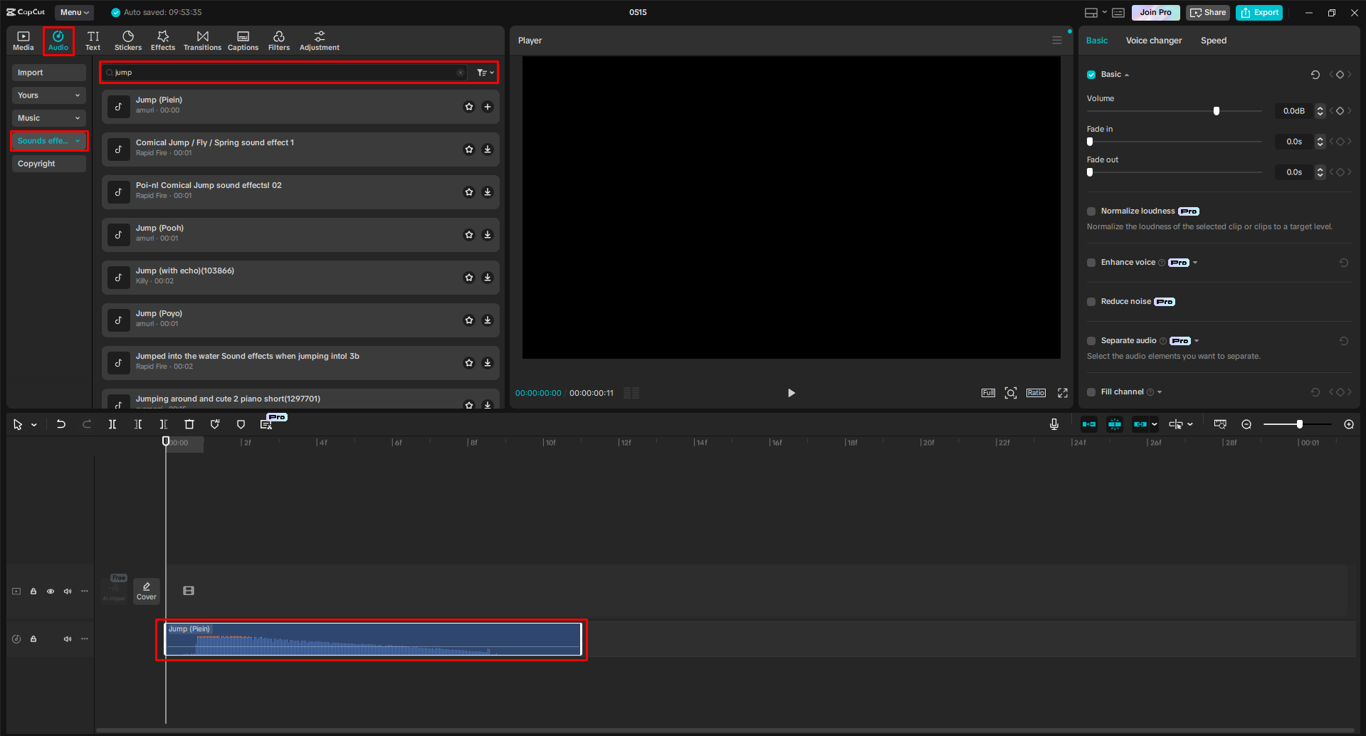 Пошук звукових ефектів, що стрибають