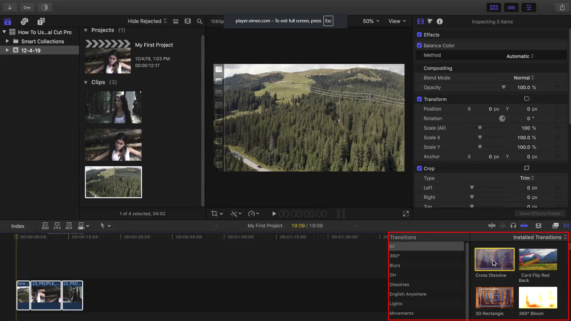 Pagdaragdag ng text at mga transition sa video gamit ang Final Cut Pro