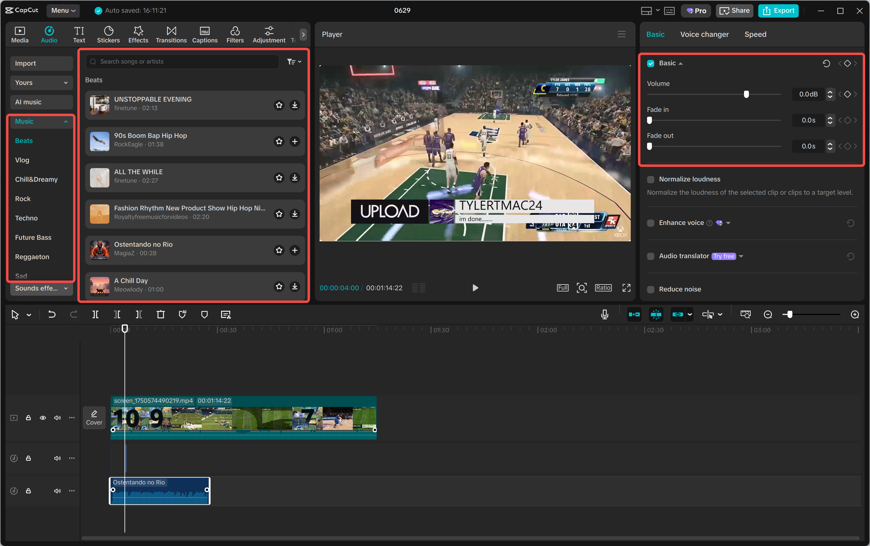 CapCut video editing interface with birthday video example