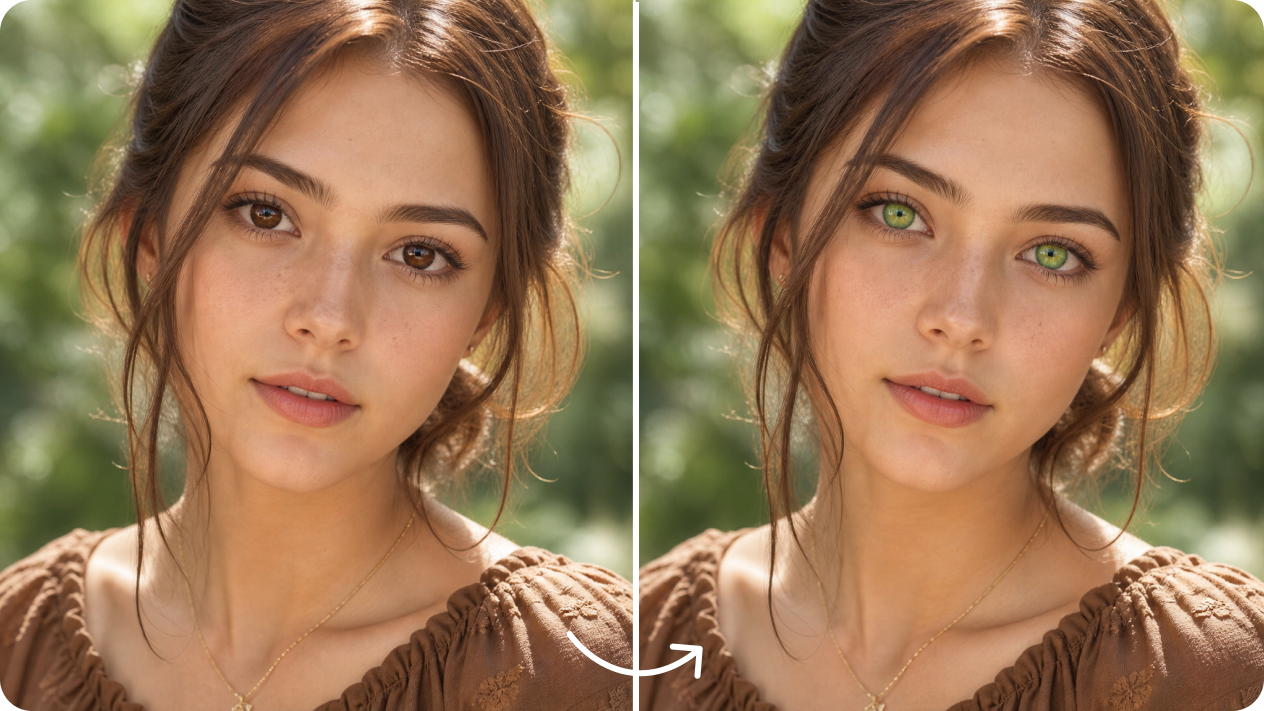 Describe any eye color and see it on your portrait instantly