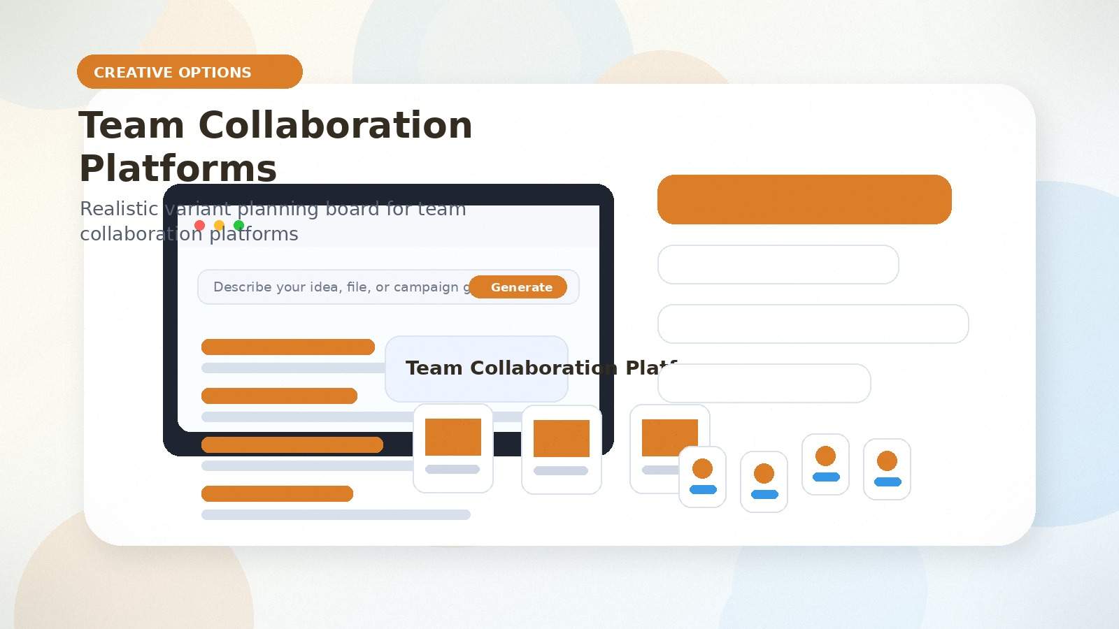 Team Collaboration Platforms realistic creative options visual for team collaboration platforms