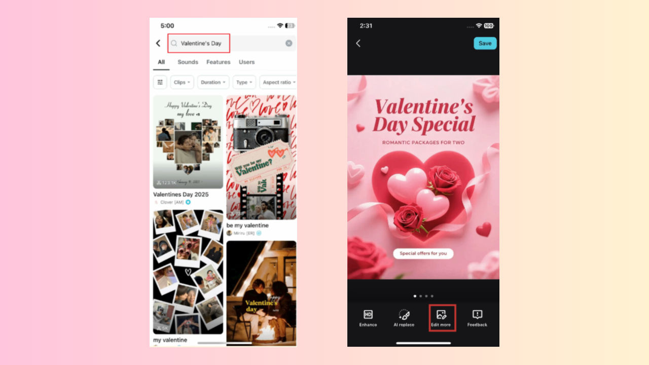 CapCut App - best Valentine image generator