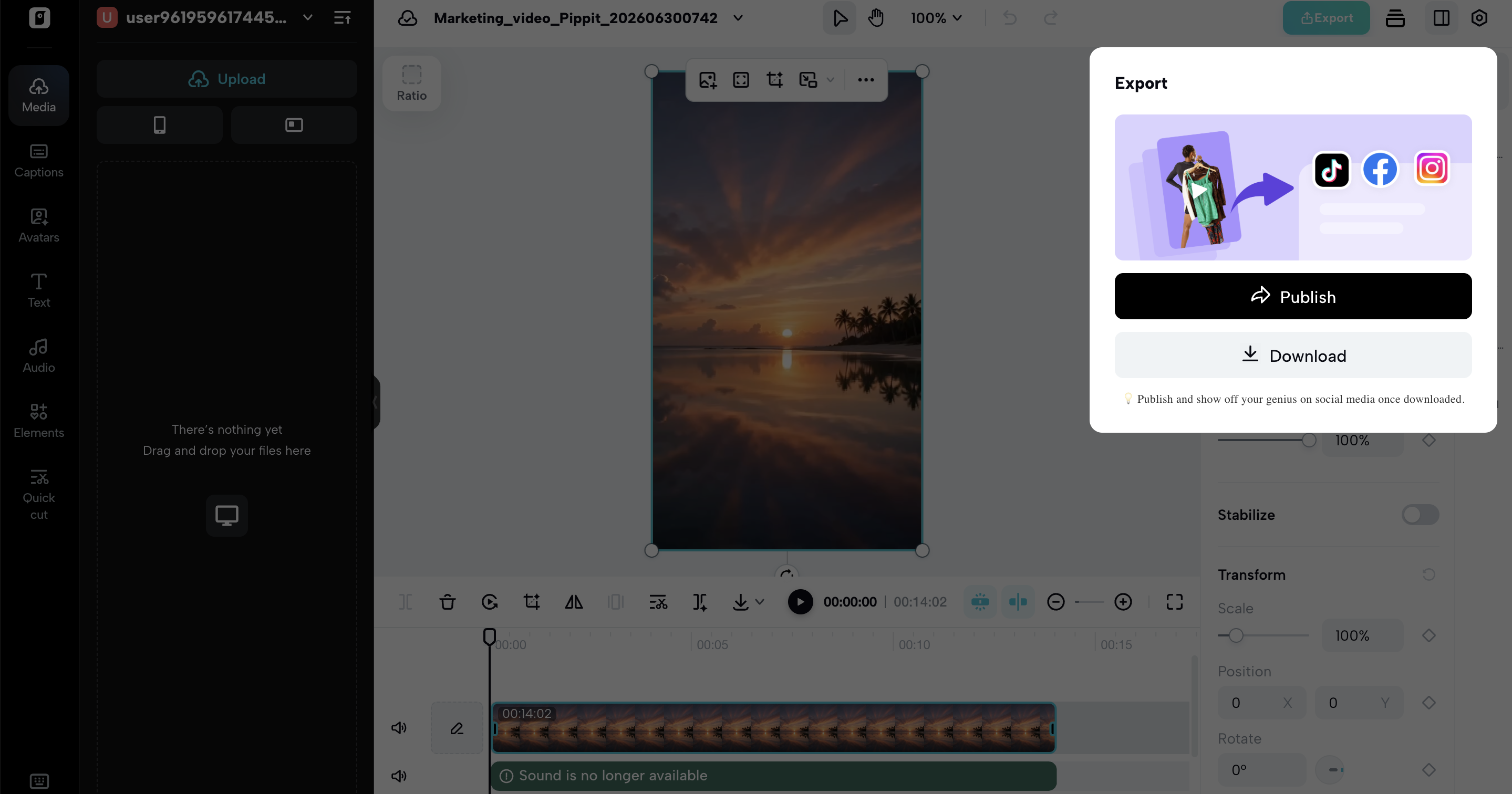 Export the video
