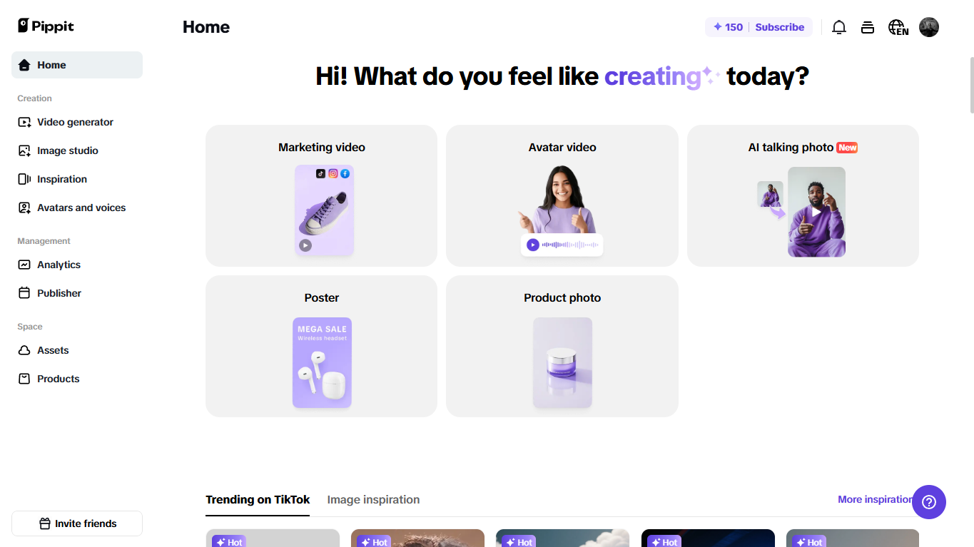 Pippit's interface