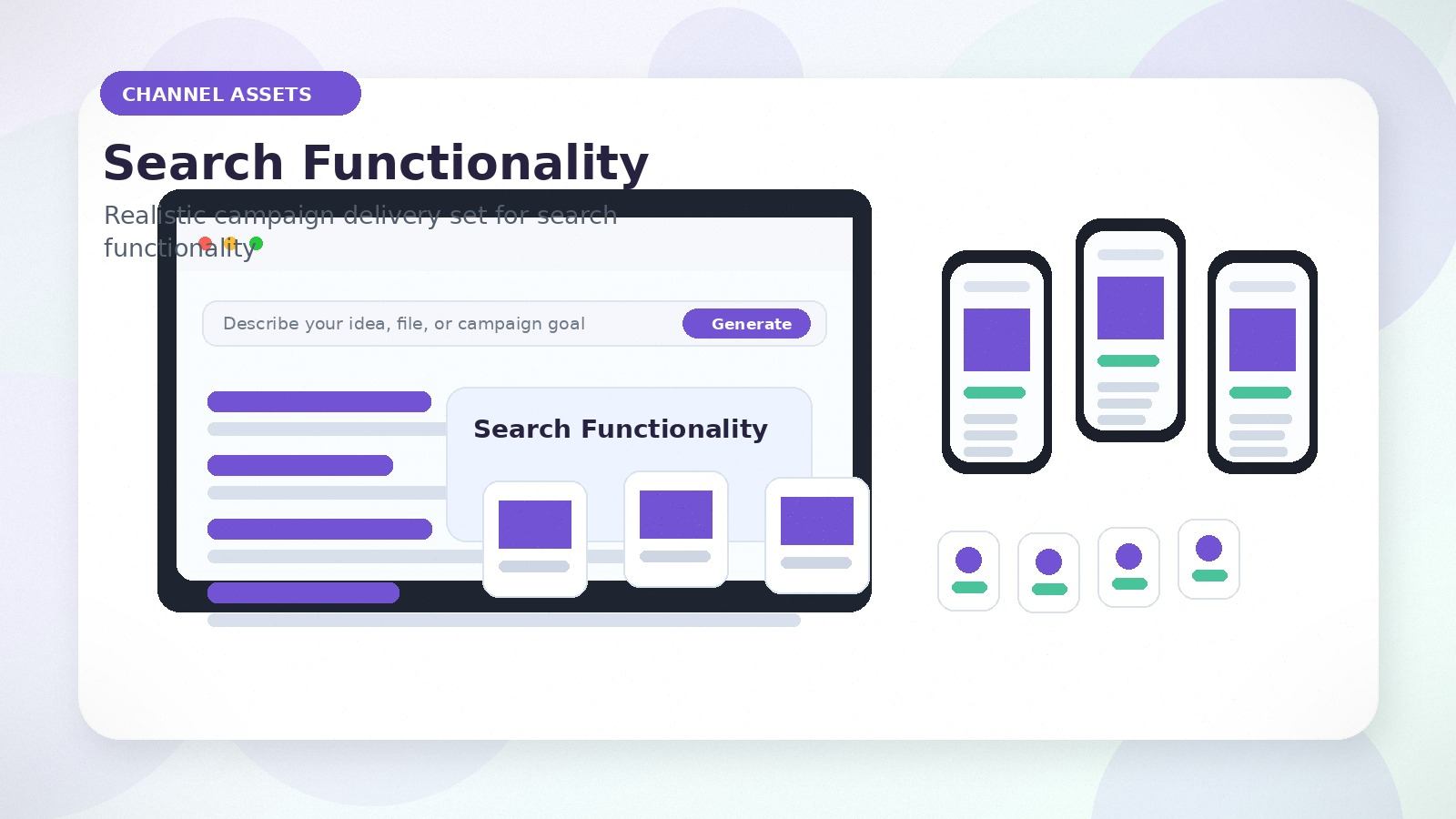 Search Functionality realistic channel assets visual for search functionality