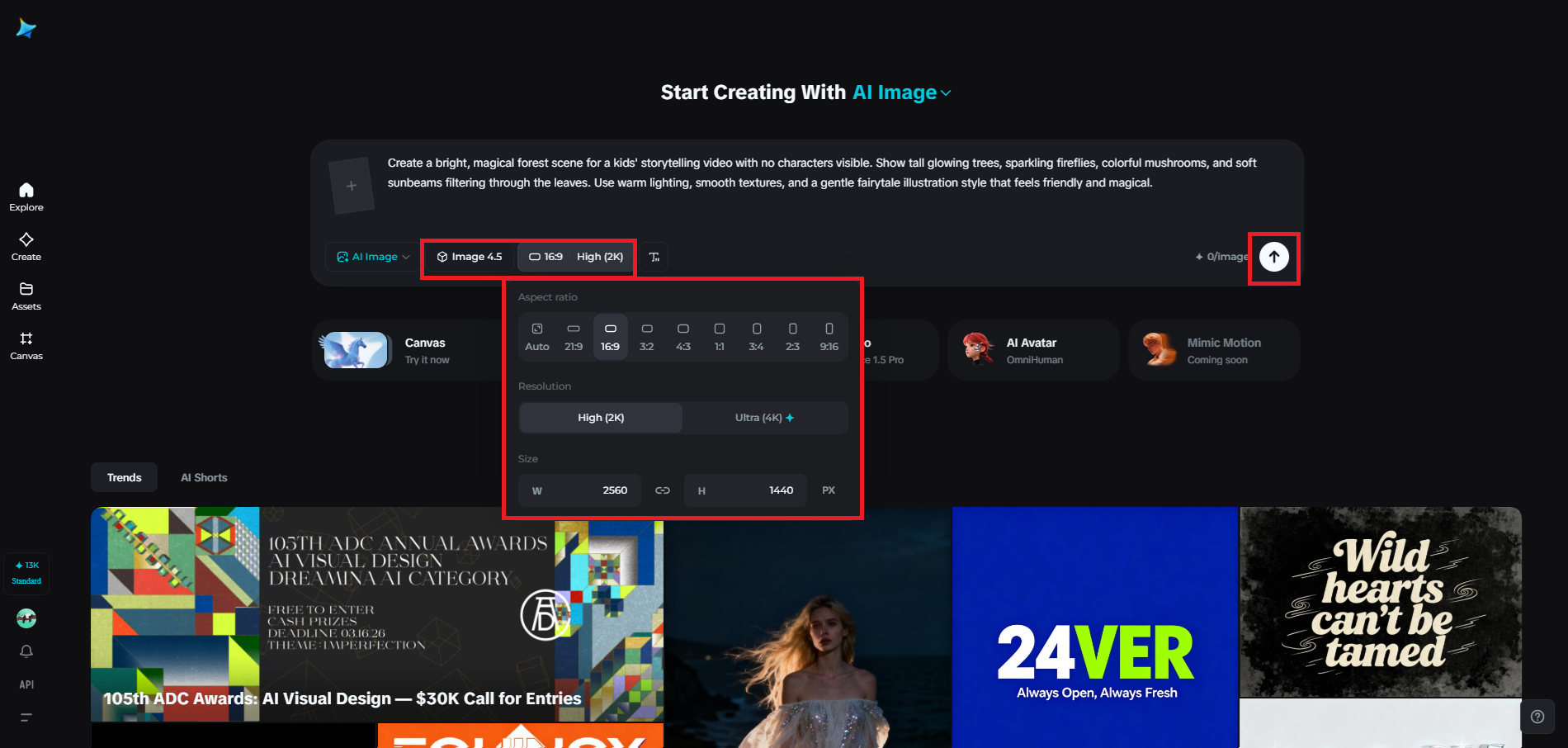 Select the model and adjust image settings