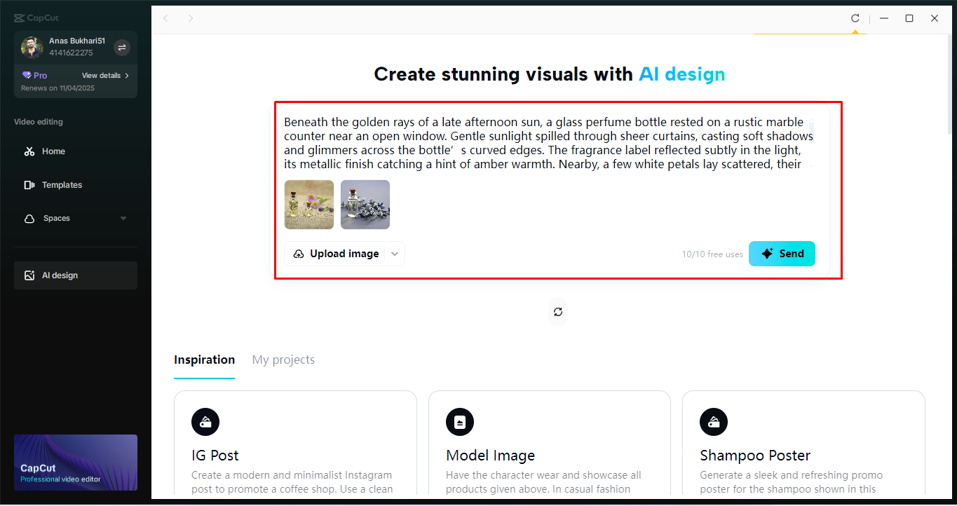 Generating the image with realistic scenes in the CapCut desktop video editor