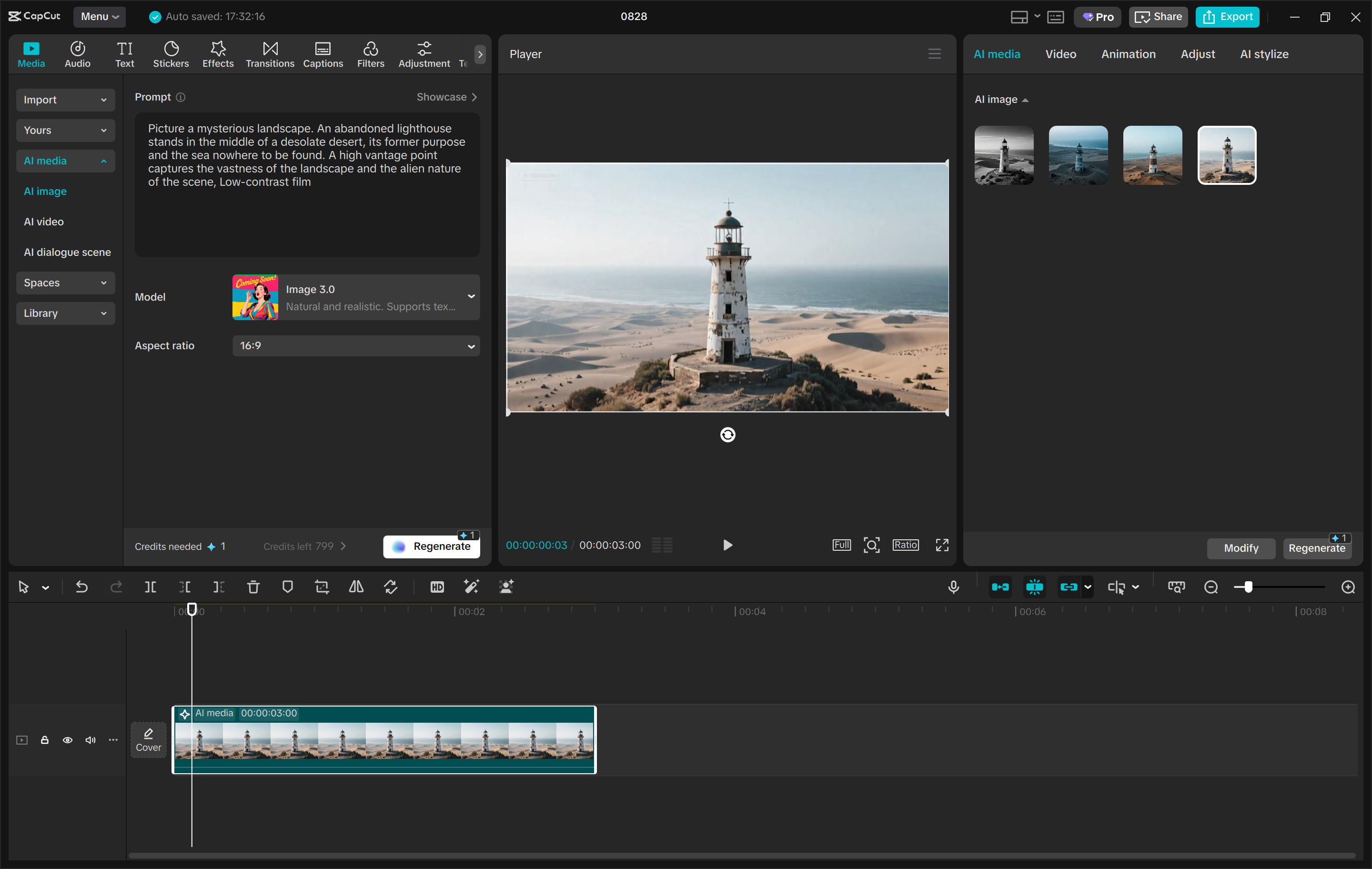 Interface of CapCut Web - an alternative way to generate images with AI