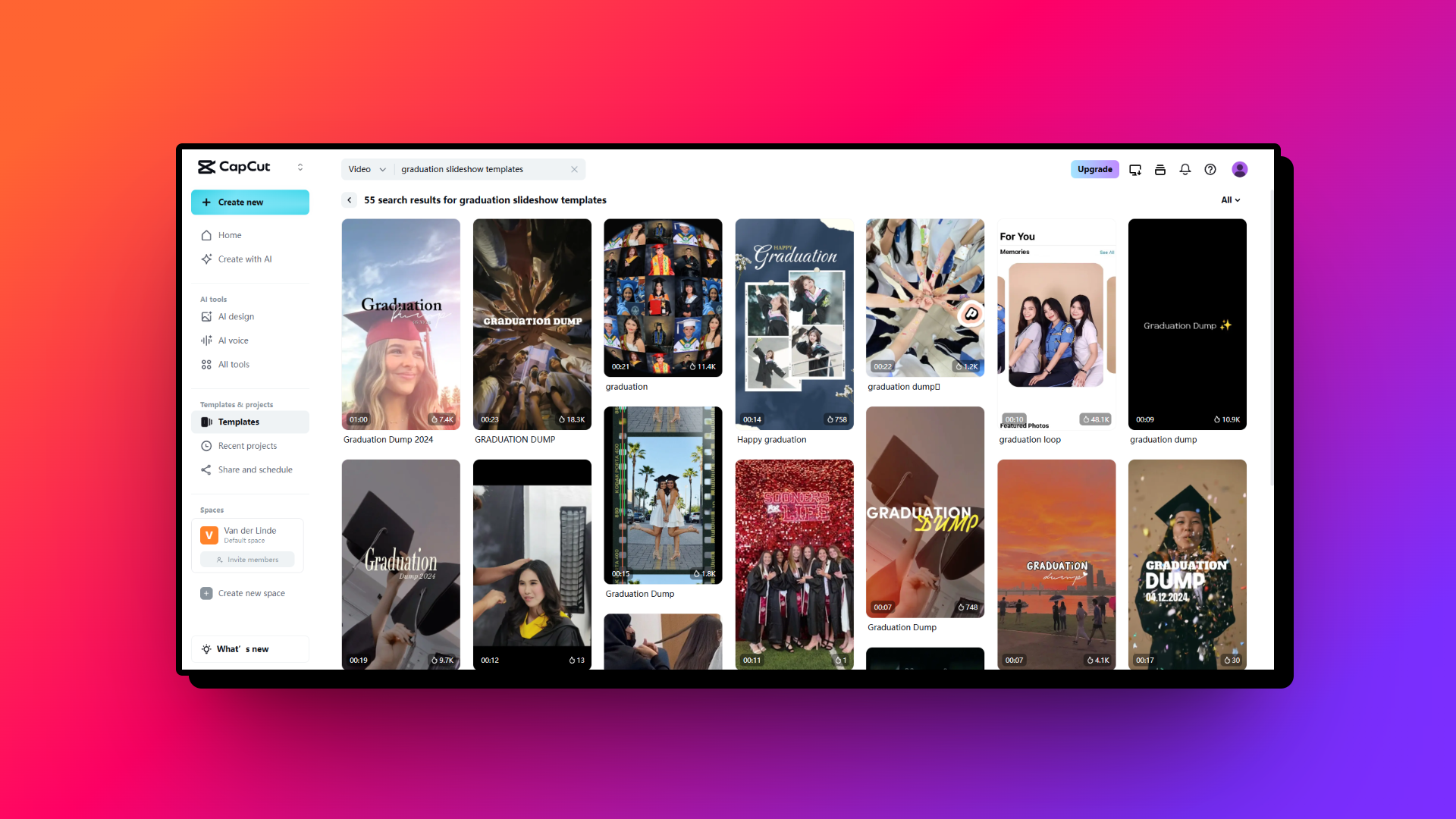 Slideshow templates for graduation