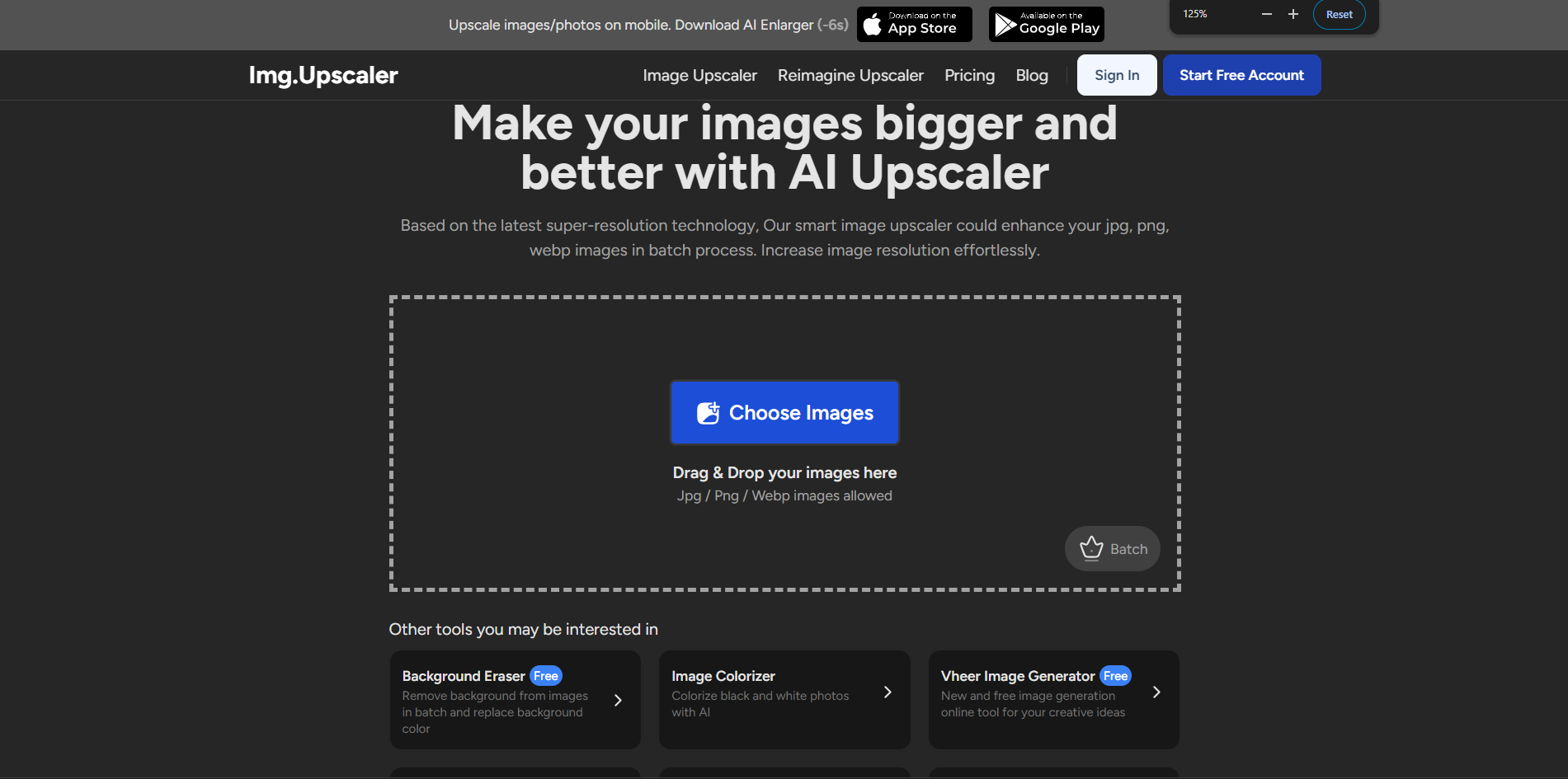 Interface of AI Image Upscaler - an efficient and free AI image upscaler