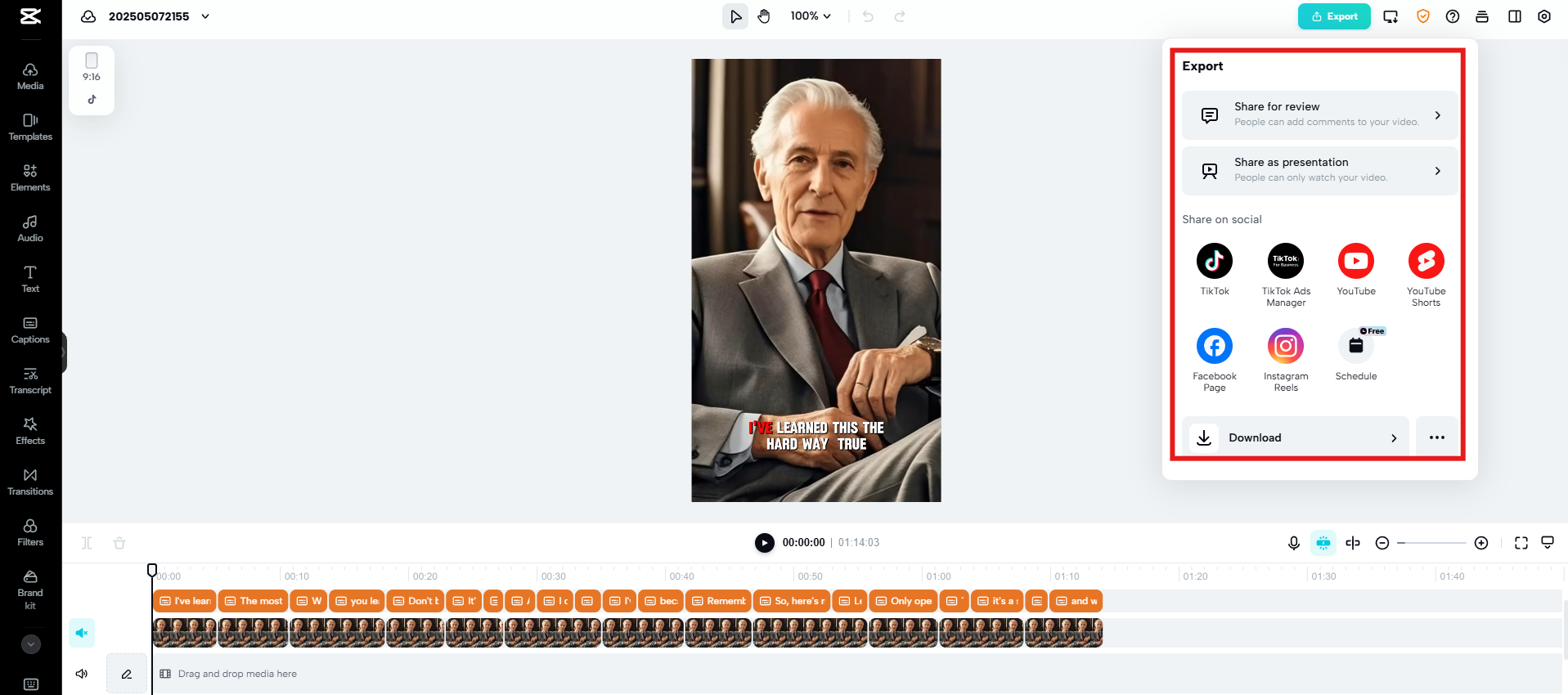 Export and share video