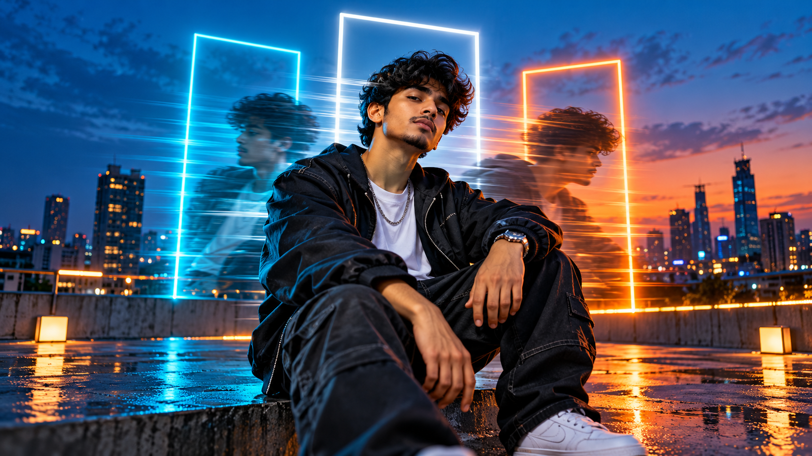 Rooftop Speed-Ramp Portrait example for rohan editz capcut template