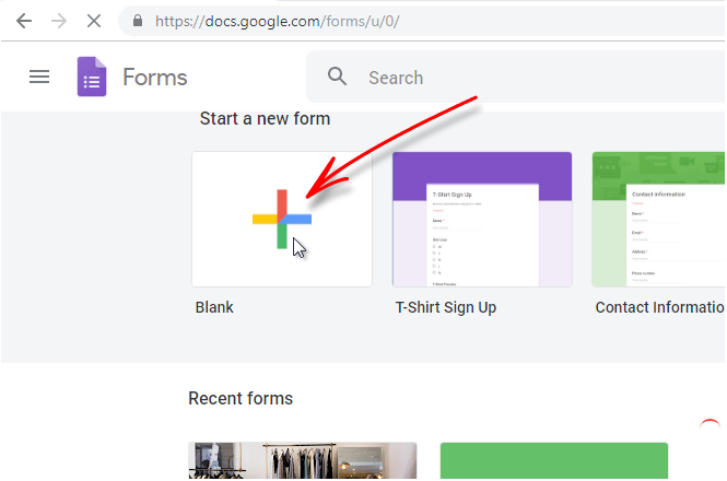 Creating a Google form on desktop