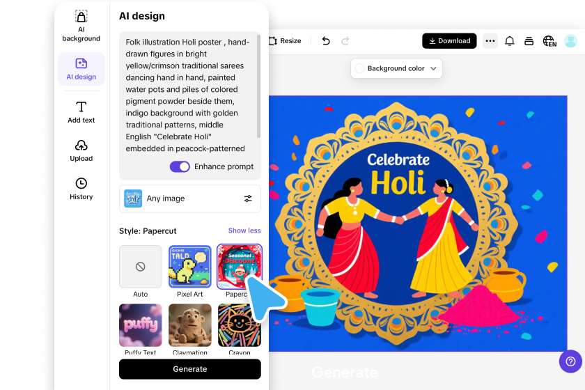 Generate a Holi poster