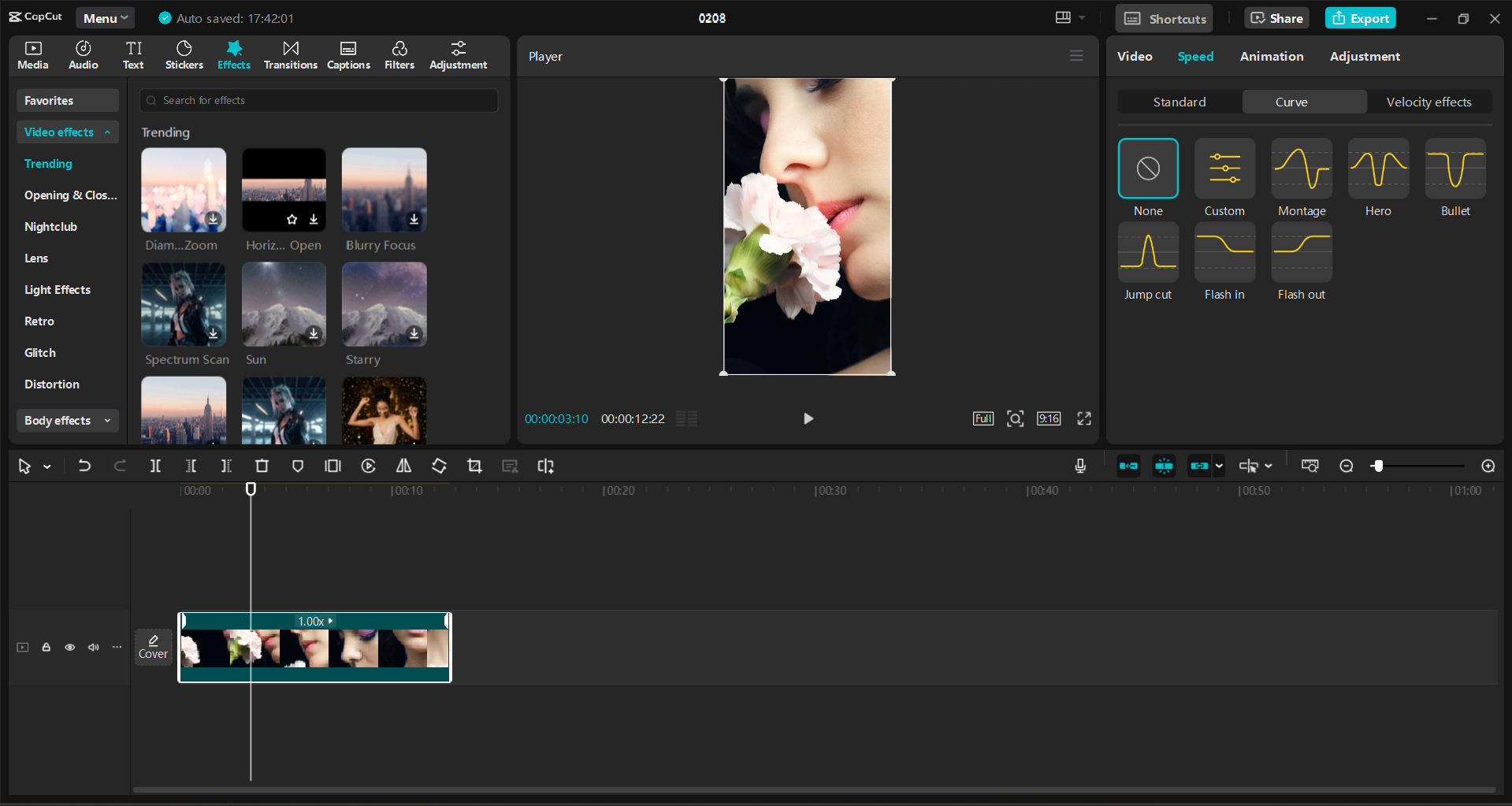The interface of the CapCut desktop video editor - an easy-to-use tool for making aesthetic reel edits