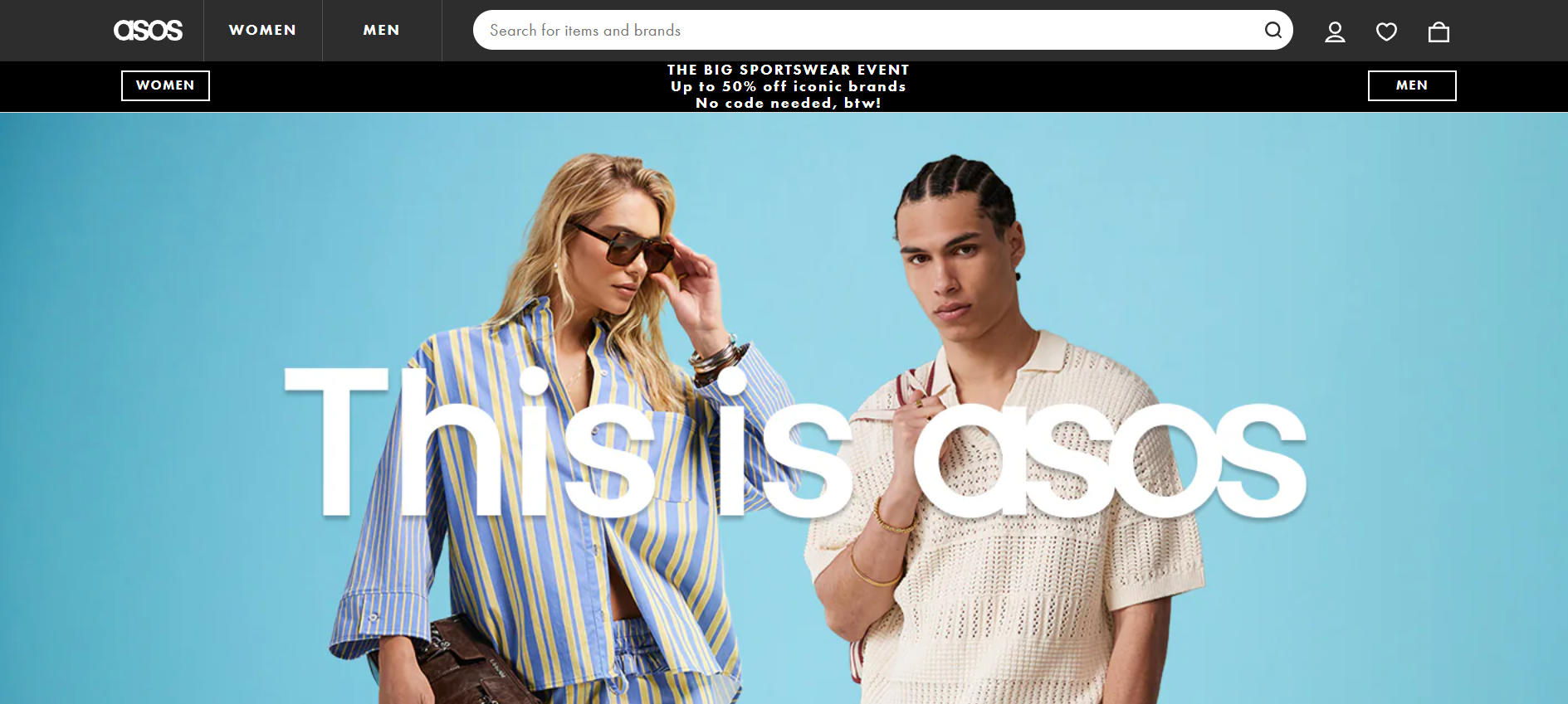 Página inicial da ASOS