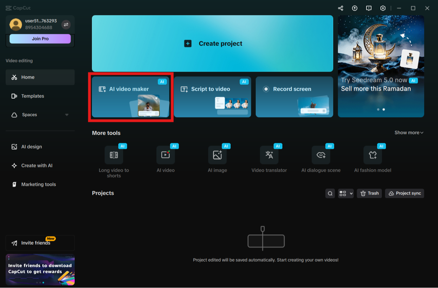 Desktop version AI video maker