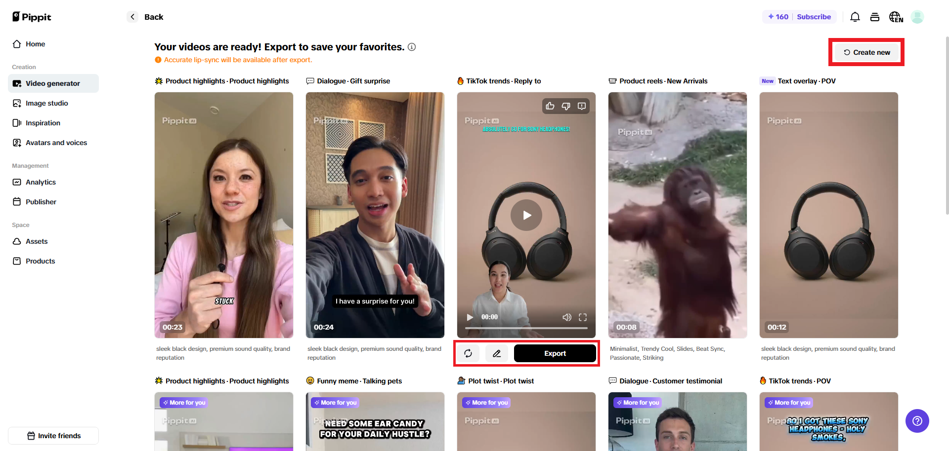 Change, edit, or export your video