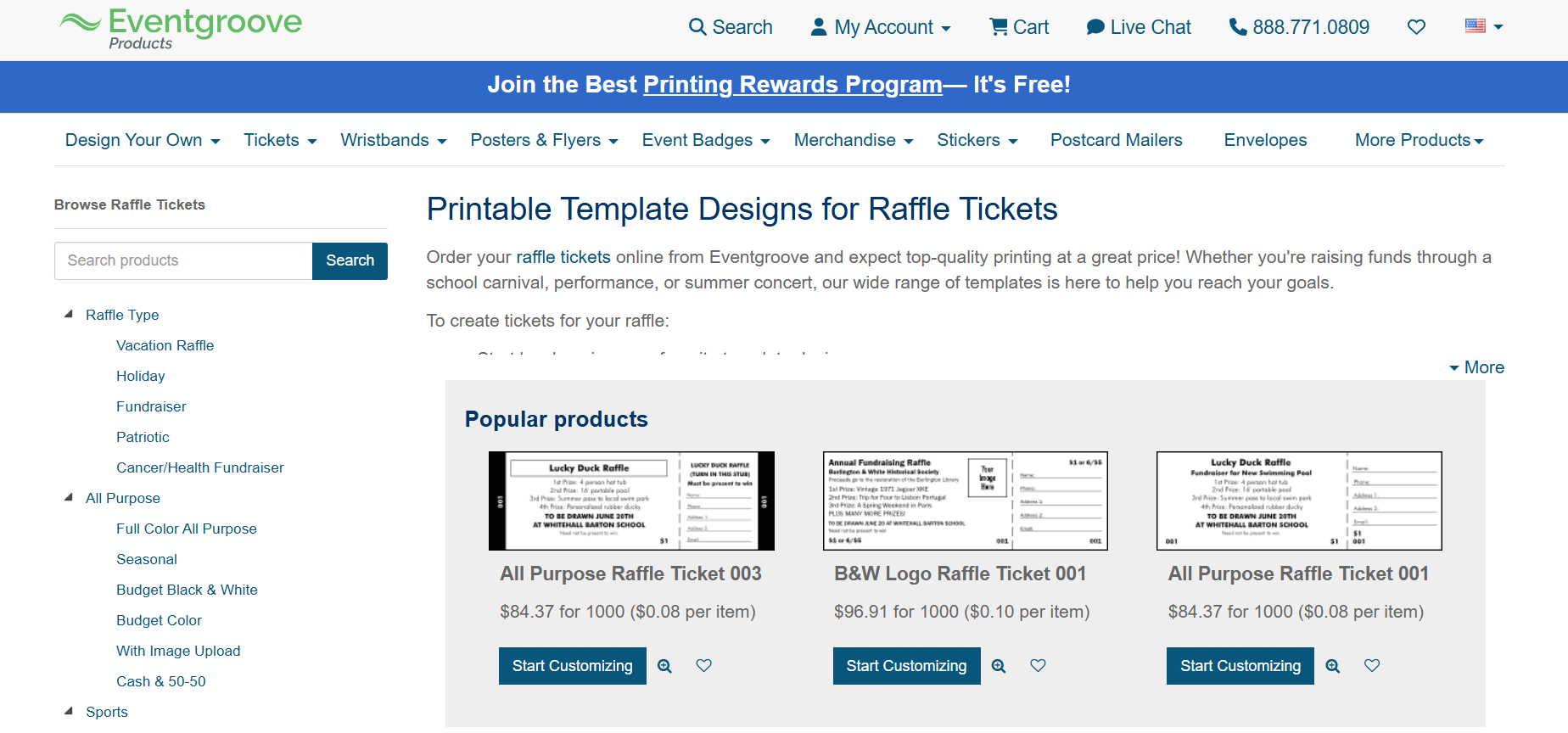 Online raffle tickets