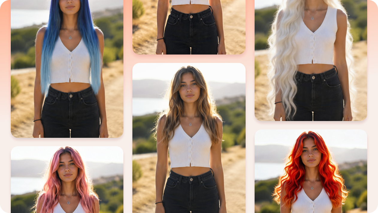 Generate multiple long hair looks effortlessly with the AI Agent