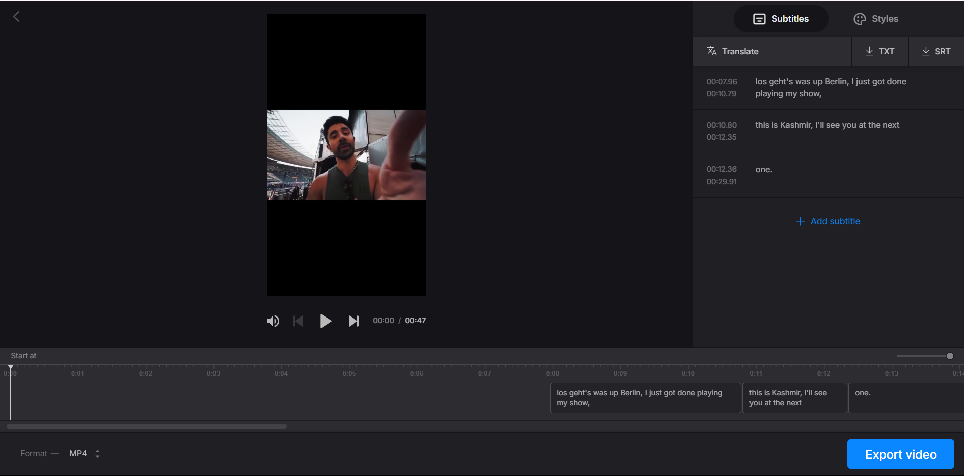 Interface of Clideo - a reliable tool for video summary