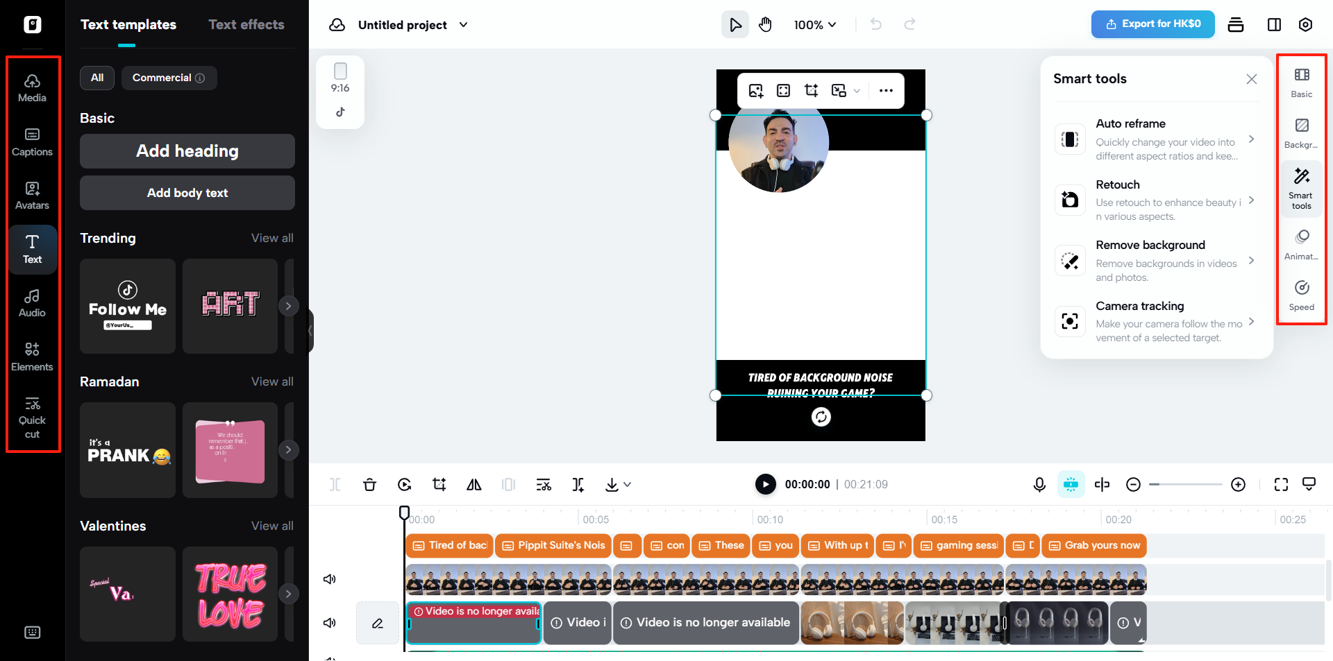 The Edit more interface