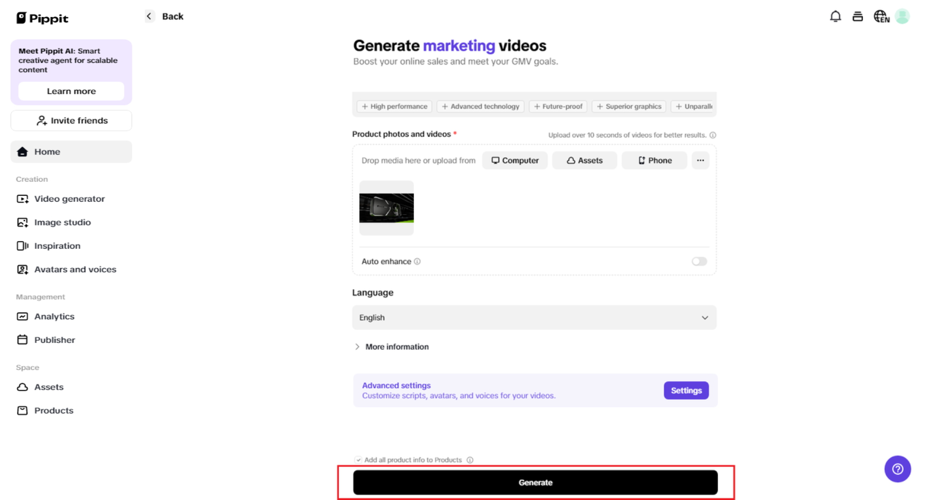 Generate your desired video