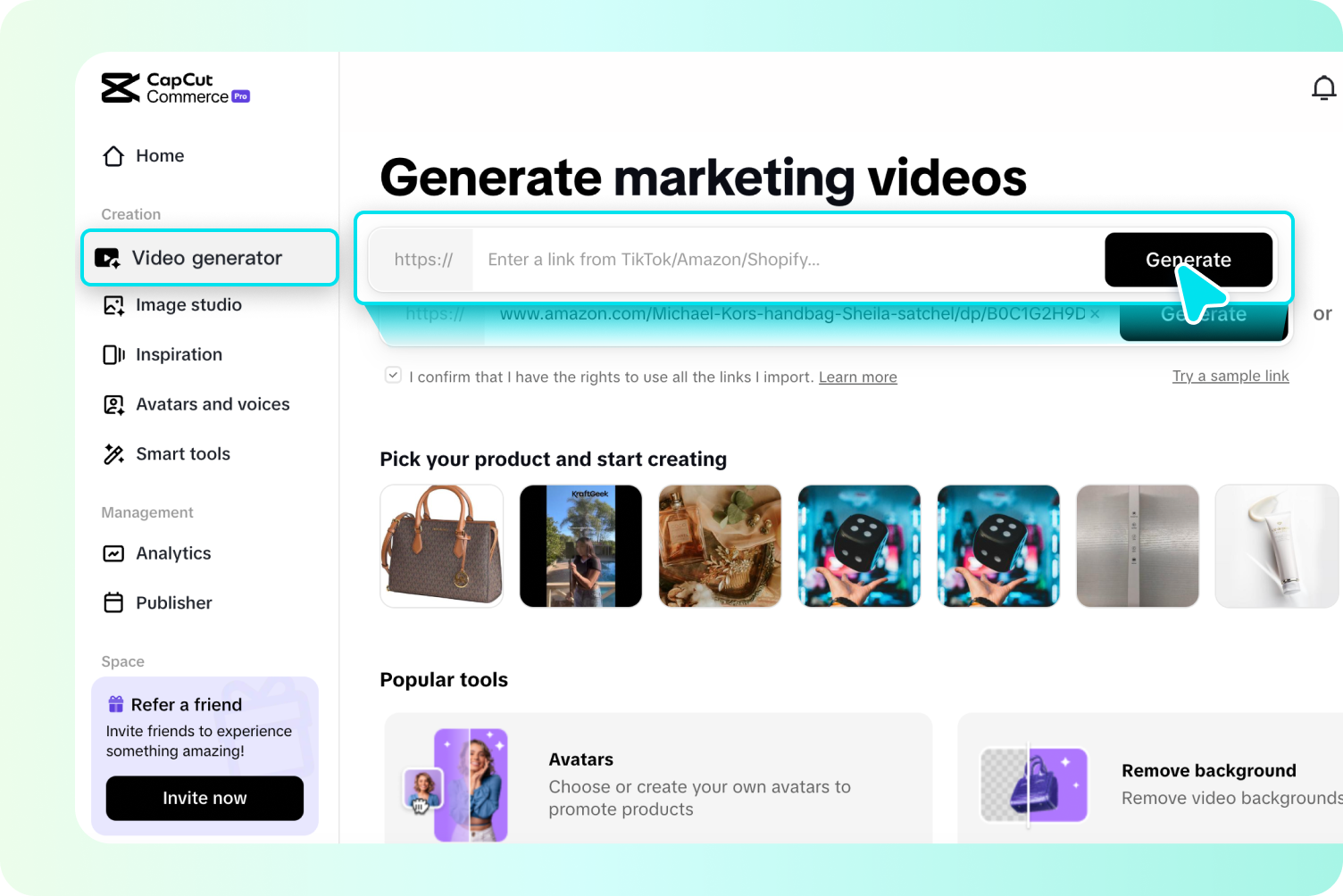 Create your video using a video generator 
