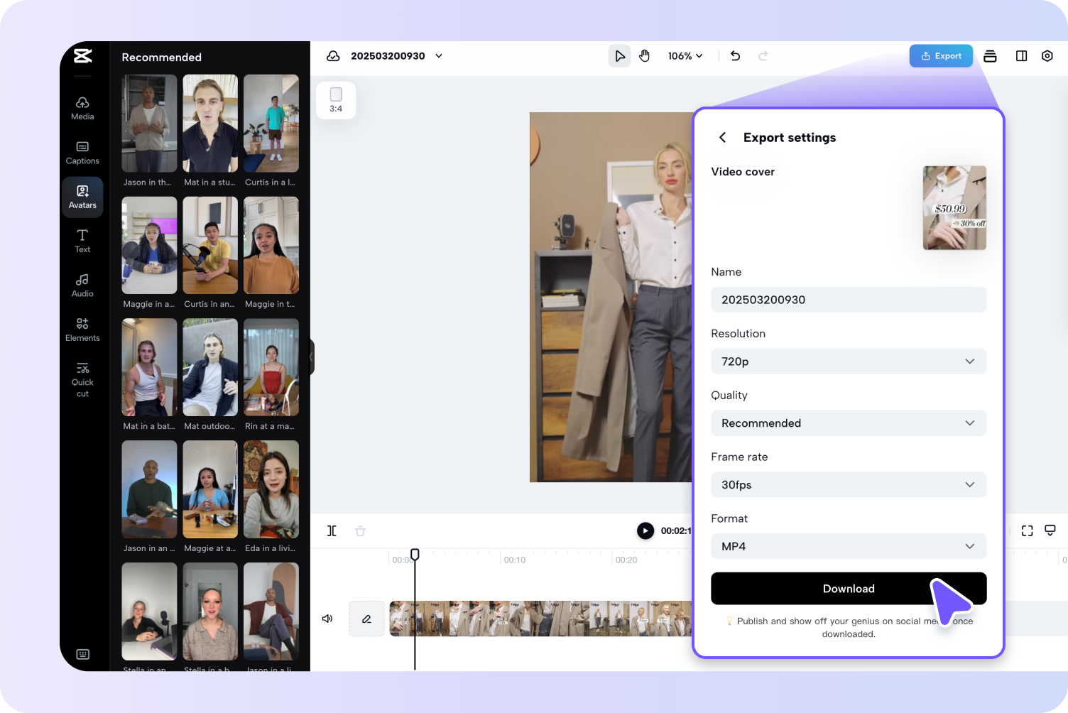 Export & share video