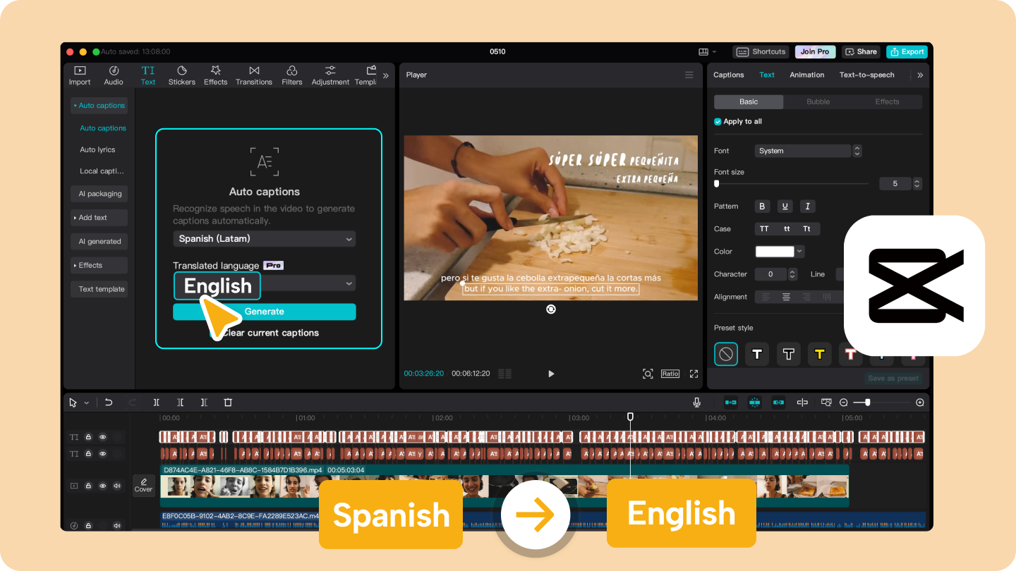 Traduzir vídeos do espanhol