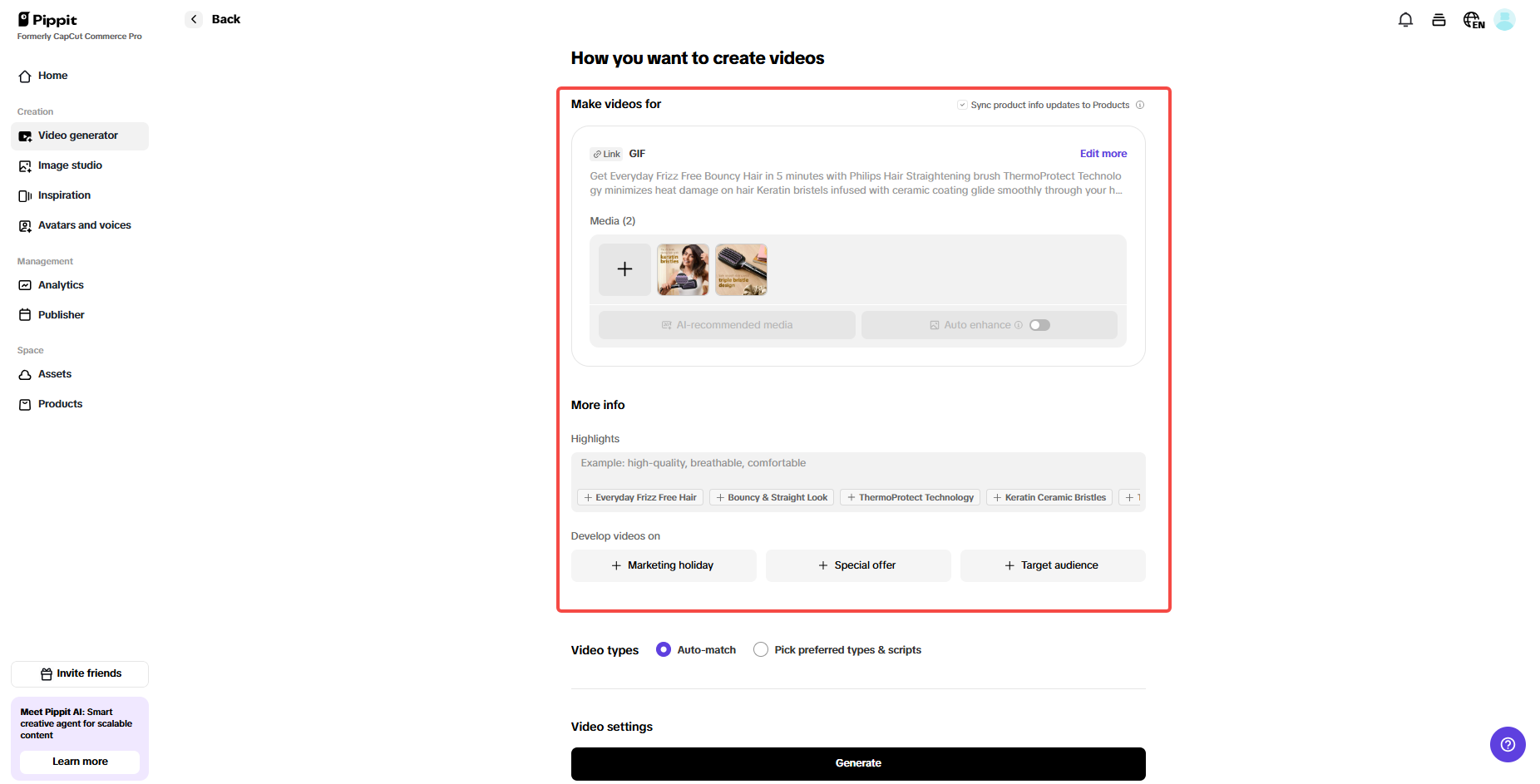 Customizable product highlights
