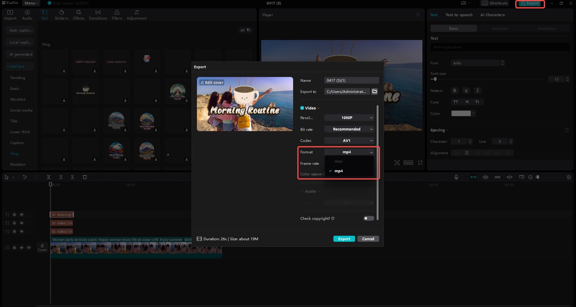 Export Your MP4 Video