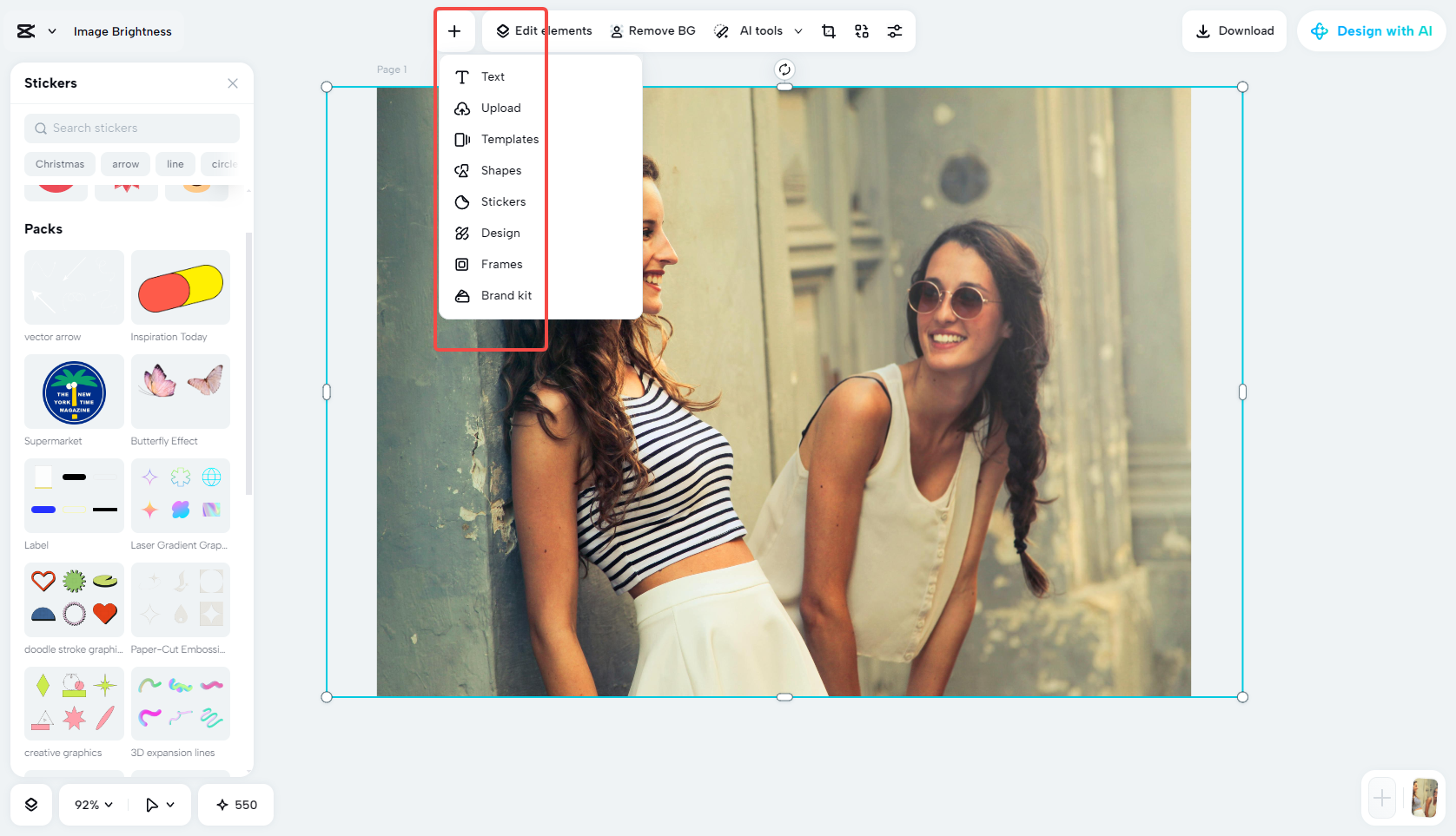 Editing the AI-generated photo