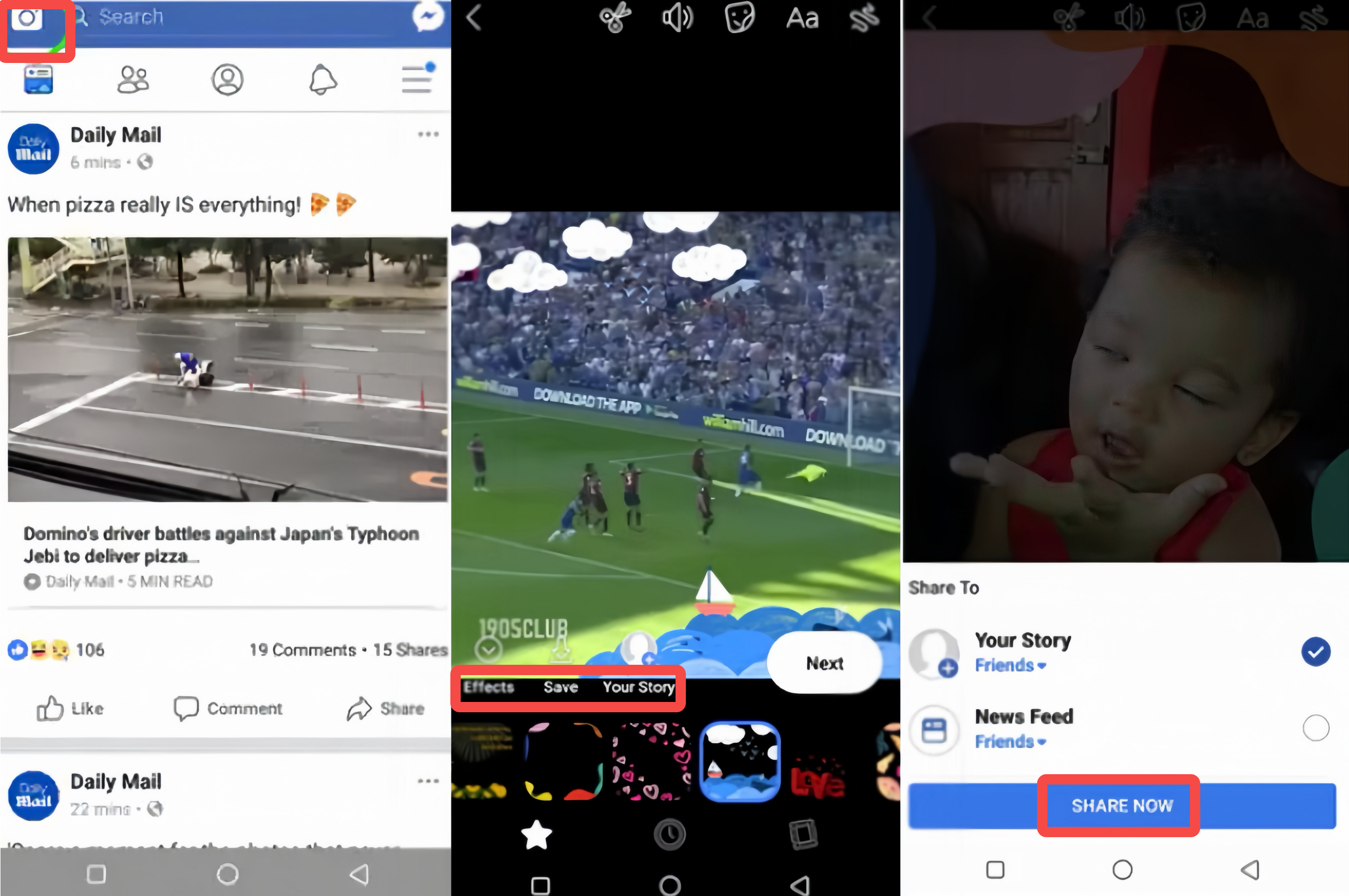 Sharing the edited photo on Facebook