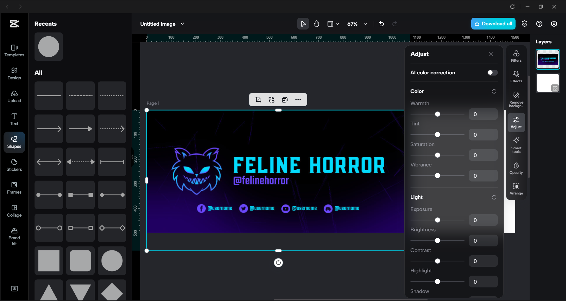 Interface of the CapCut desktop video editor - a highly efficient Twitch banner generator
