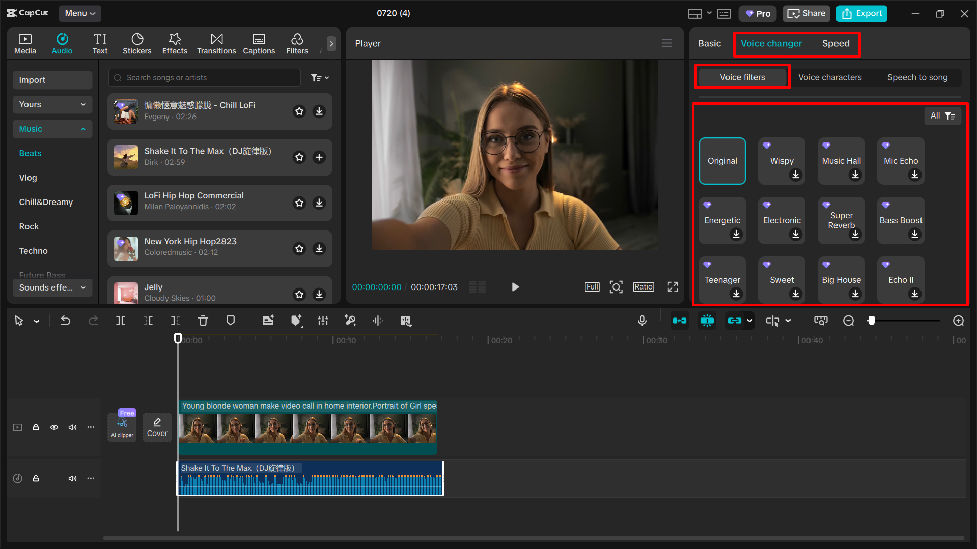Customizing the voice in the CapCut desktop video editor