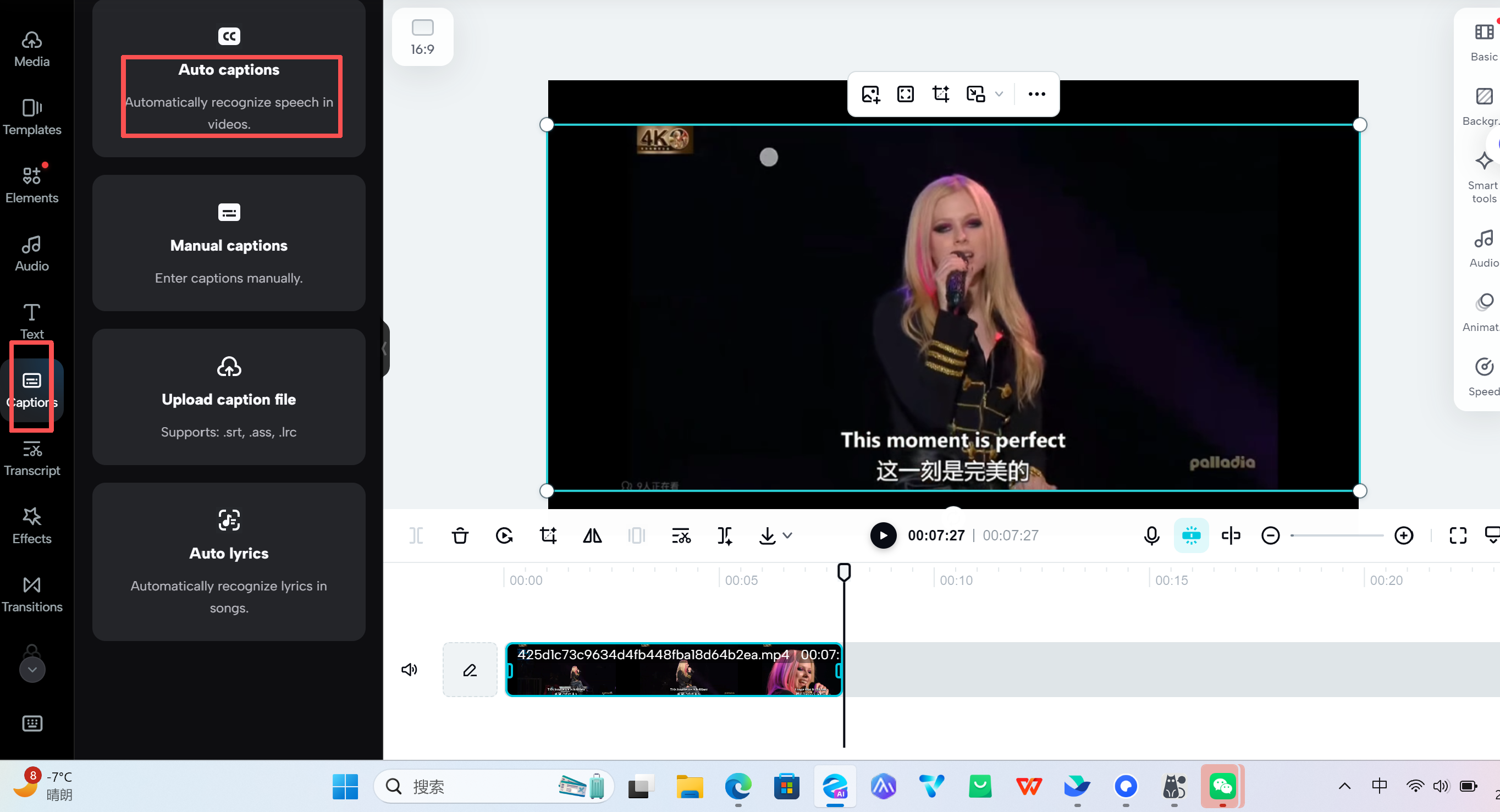 Vyberte a upravte titulky ve webovém rozhraní