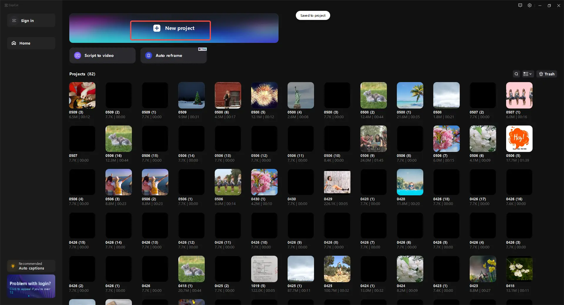 Begin editing by opening a new project
