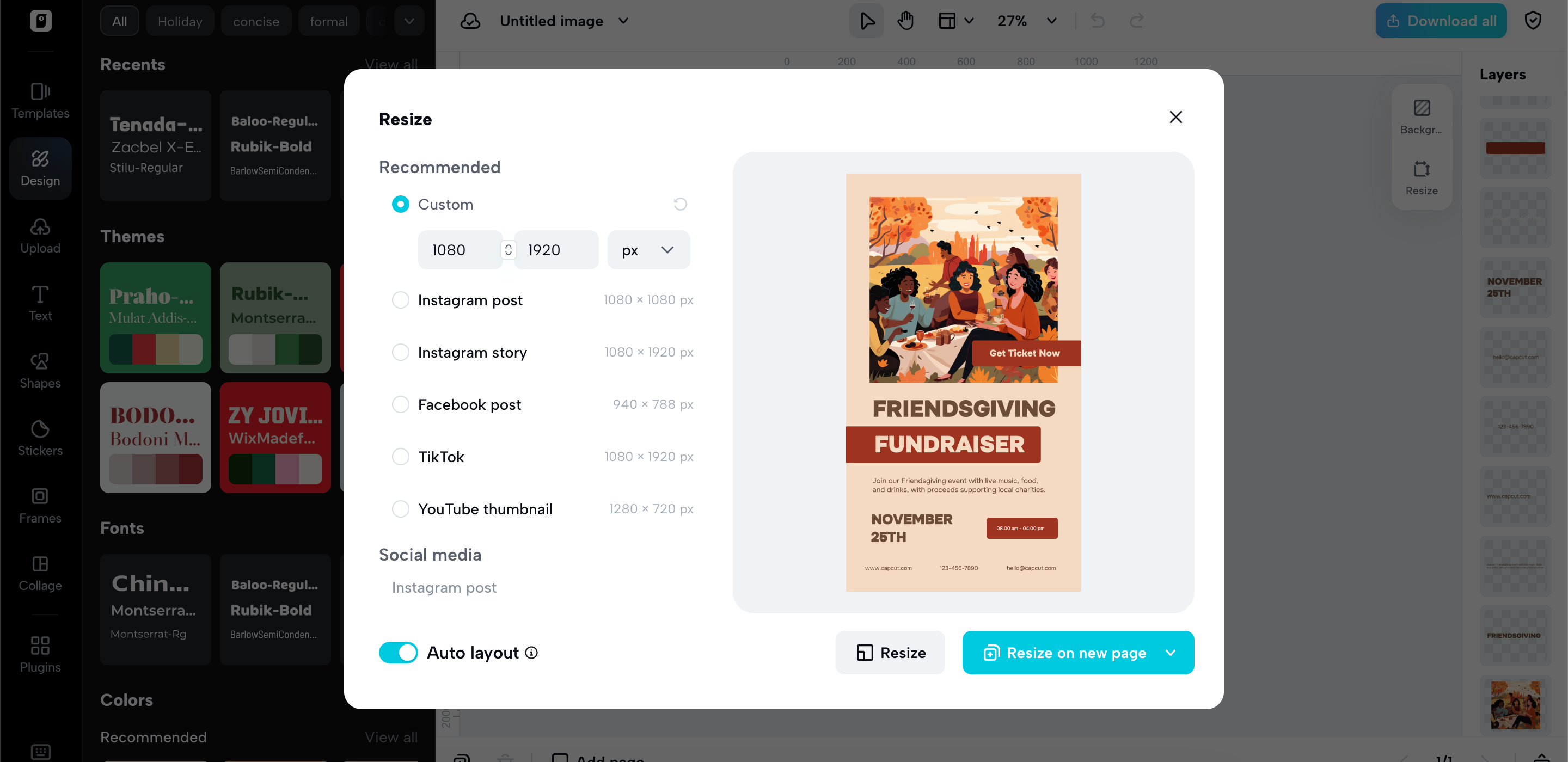 Resize your fundraiser flyer