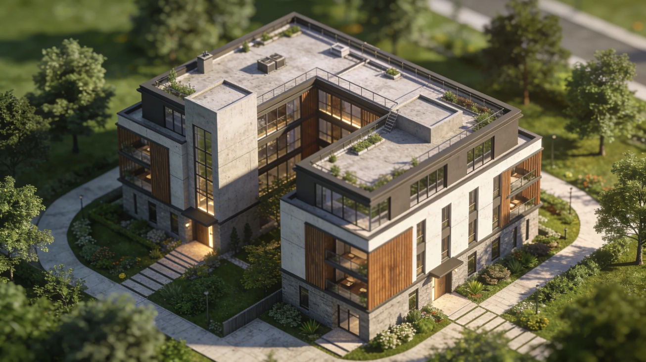 Hình ảnh khái niệm xây dựng và ngoại thất