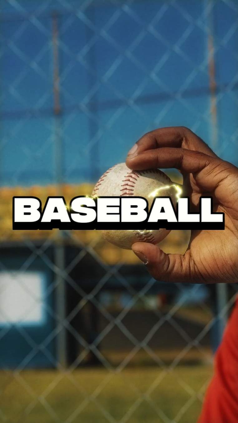 Close-up of a hand holding a baseball for reference-led poster creation
