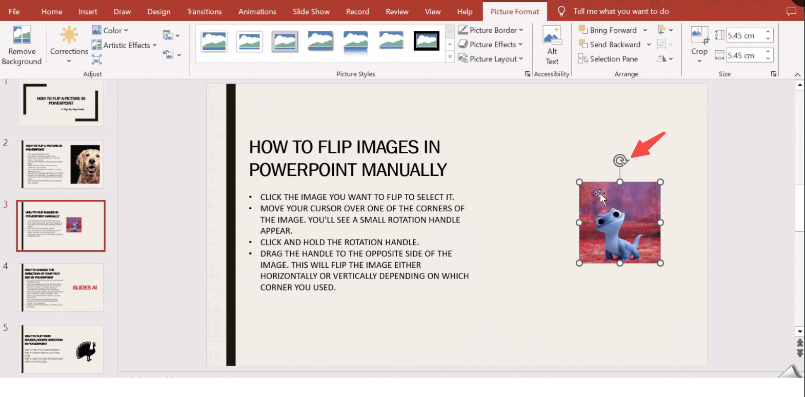Flip images in PowerPoint manually