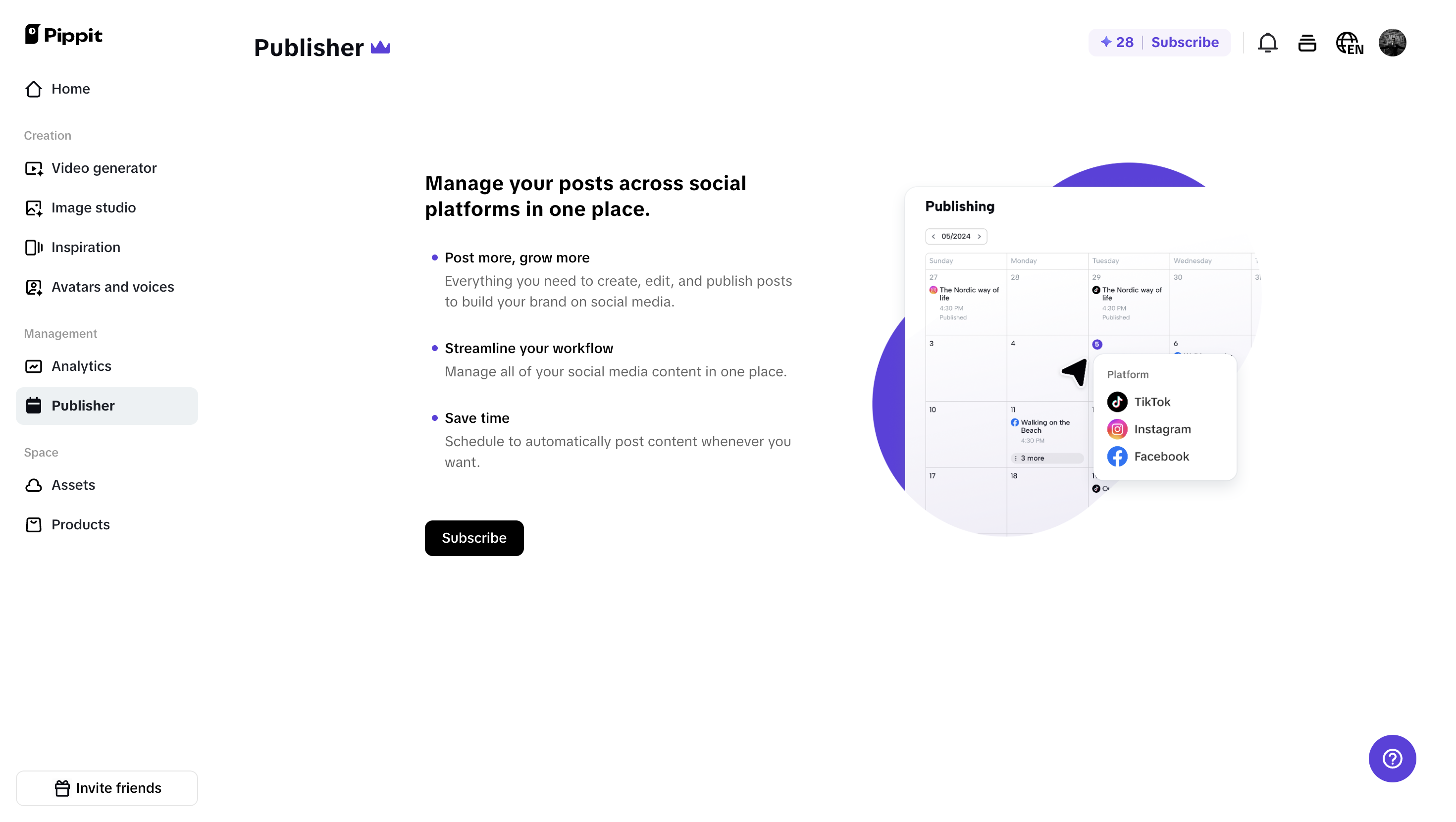 Publish directly in one-click