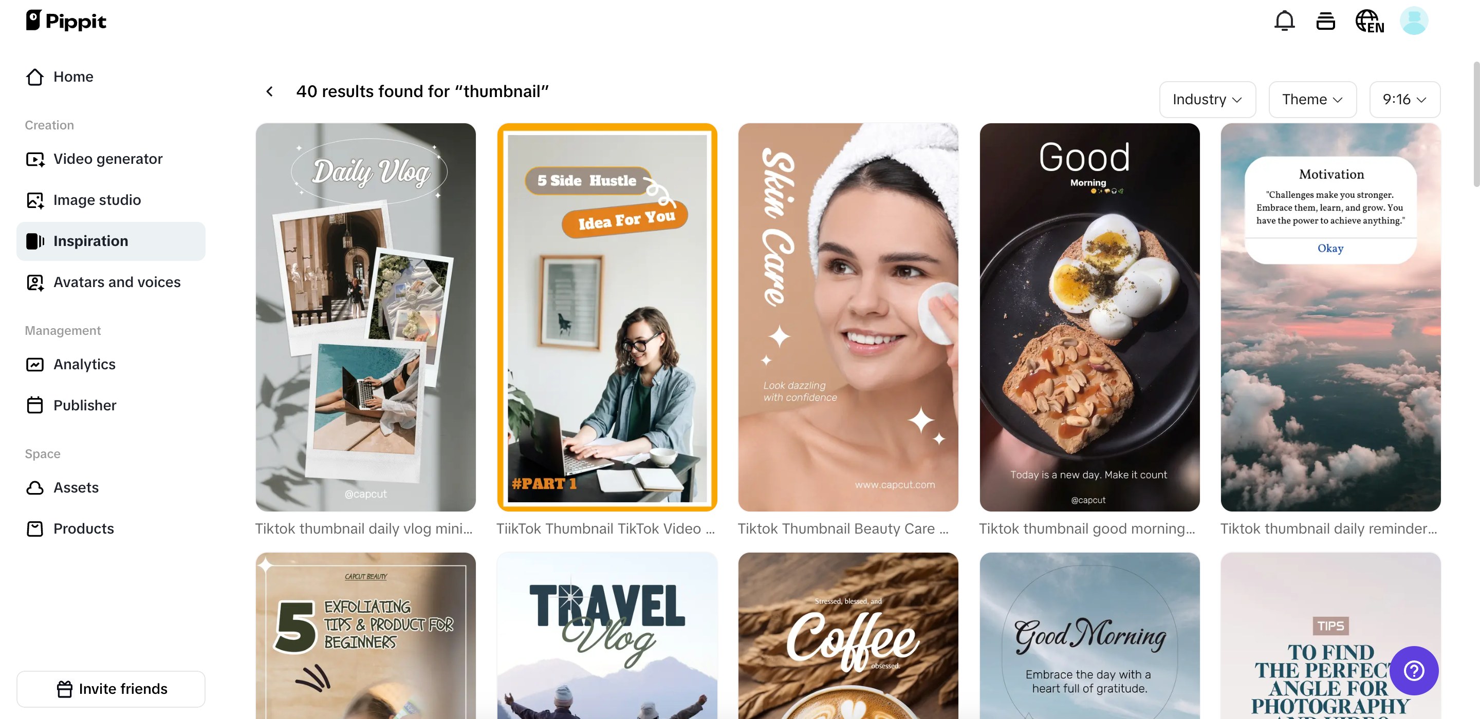 Multiple thumbnail templates for Instagram