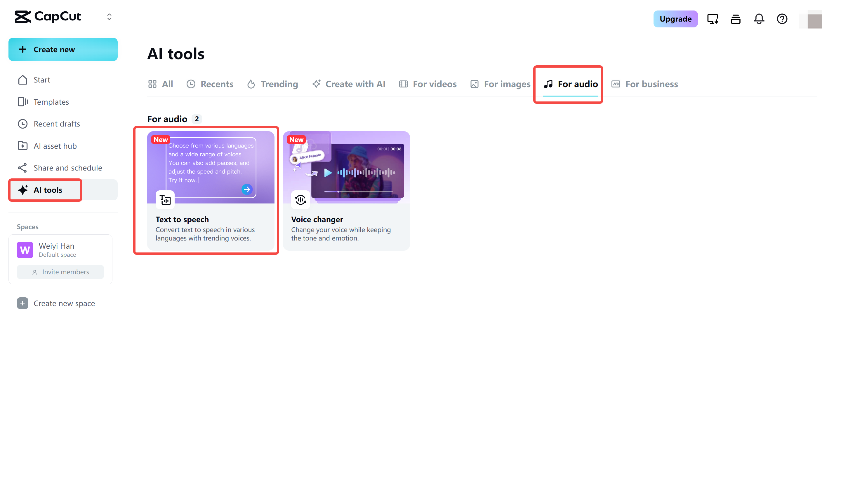 Das Hochladen des Videos auf CapCut Web